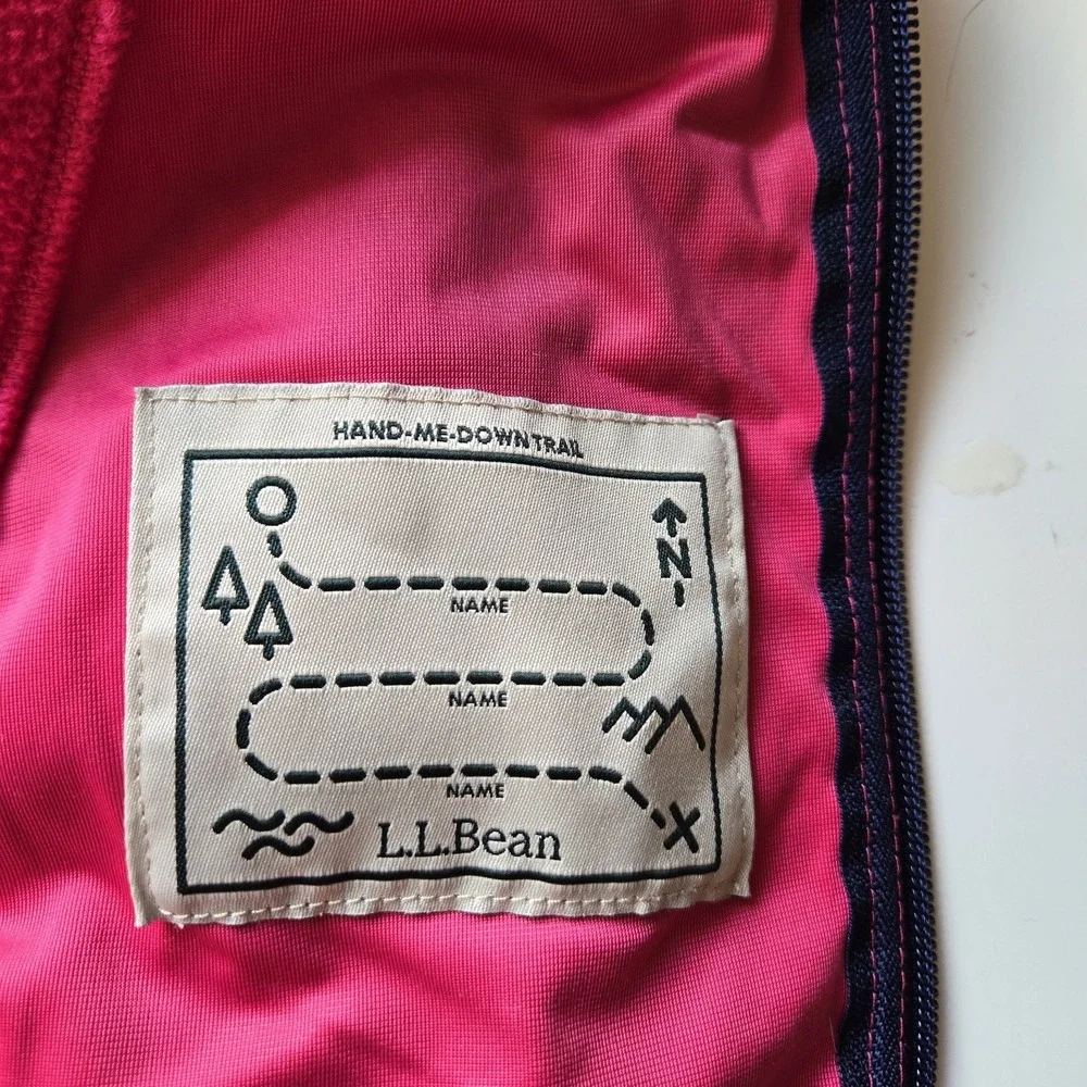 L.L. Bean Pink Fleece Vest Outerwear Girls Size‎ Large 14/16 Full Zip Pockets